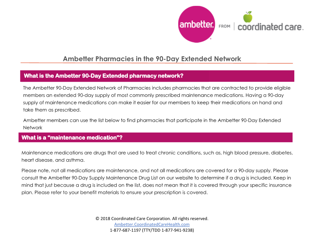 Ambetter Pharmacies in the 90-Day Extended Network