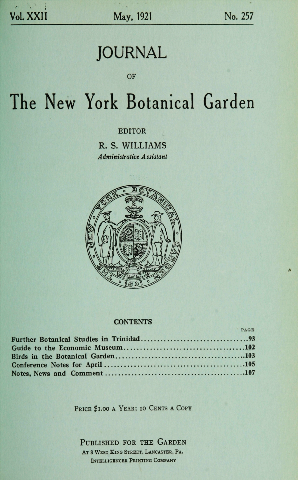 JOURNAL the New York Botanical Garden
