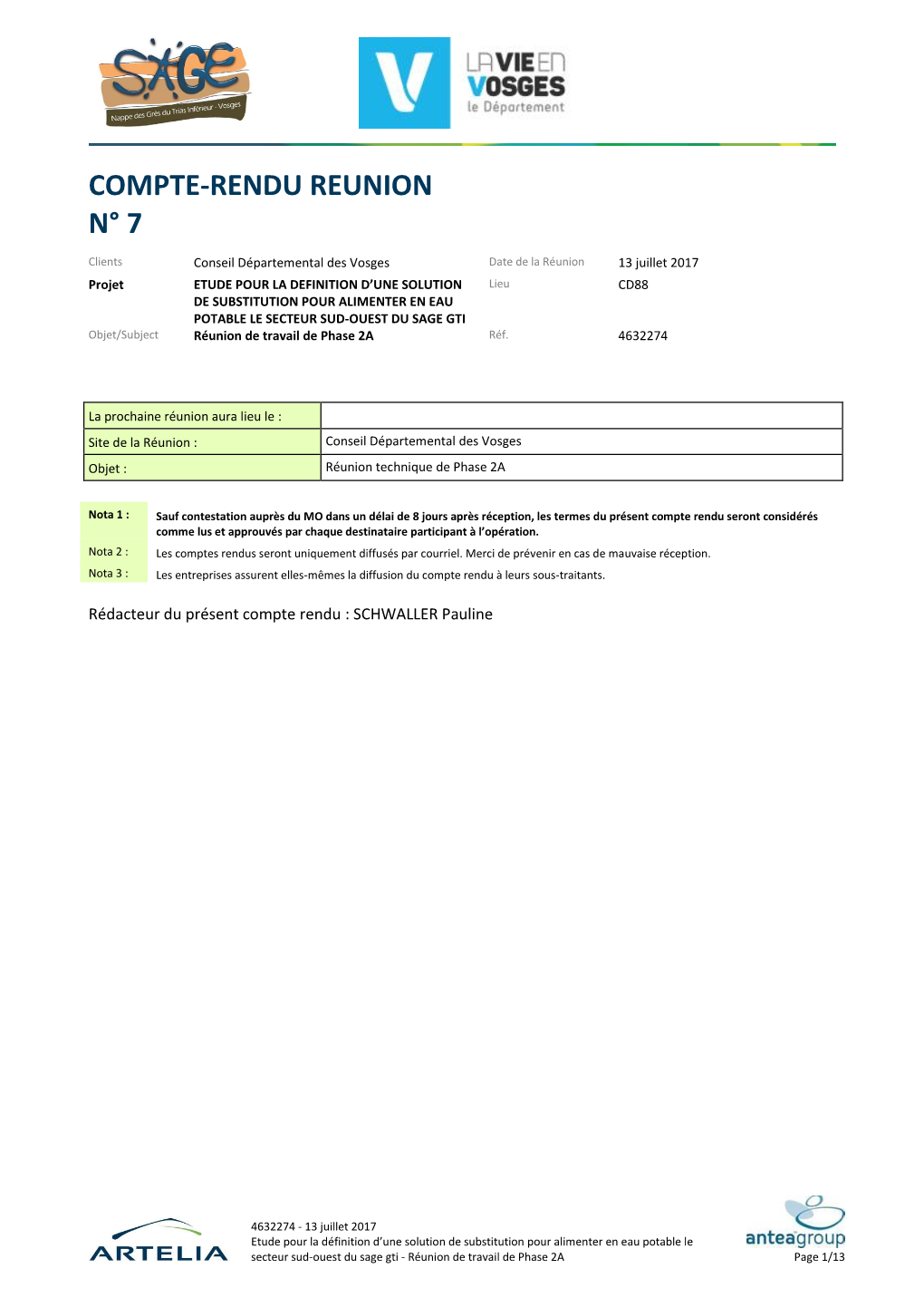 Compte-Rendu De La Réunion N°7 Technique Du 13 Juillet 2017 +