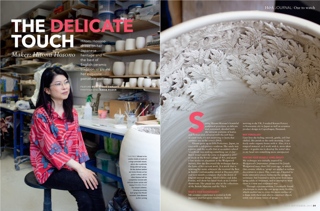 Hitomi Hosono TOUCH Draws on Her Japanese Maker: Hitomi Hosono Heritage and the Best of English Ceramic Tradition to Create Her Exquisite Porcelain Pieces