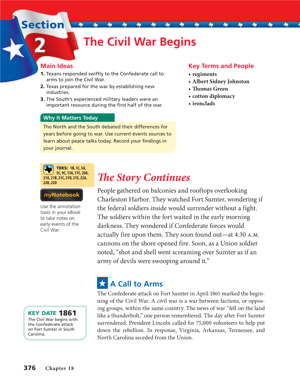 The Civil War Begins Main Ideas Key Terms and People 1