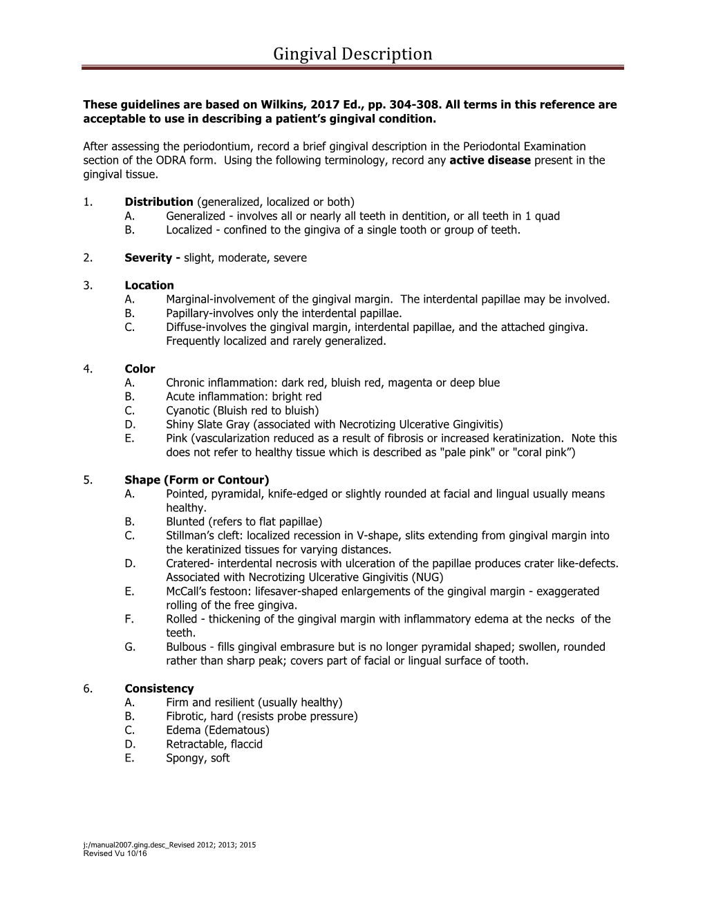 Gingival Description