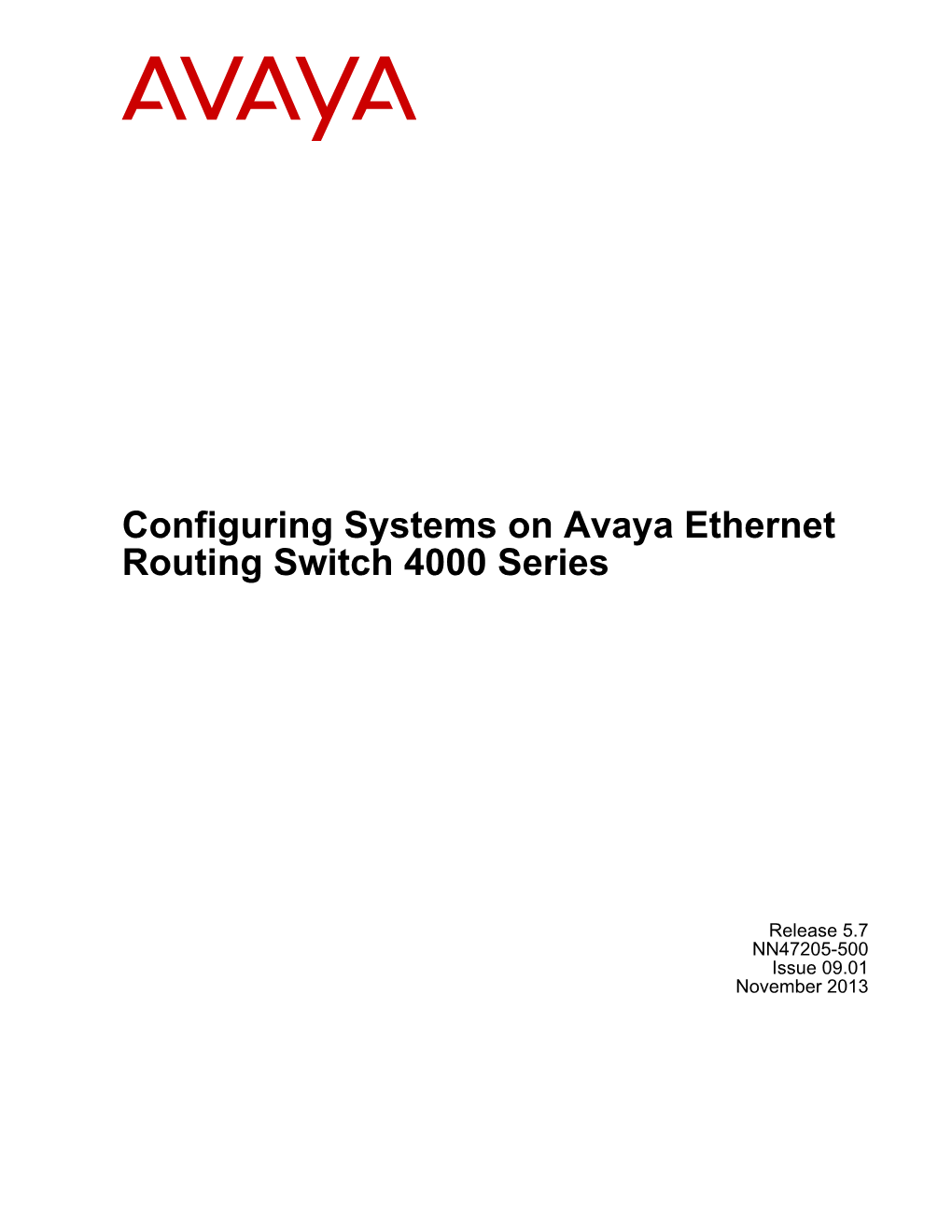 Configuring Systems on Avaya Ethernet Routing Switch 4000 Series