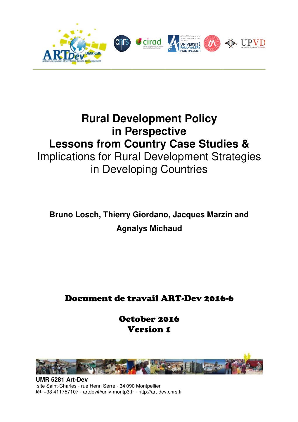 Losch and Al 2016 Rural Development Strategies Synthesis