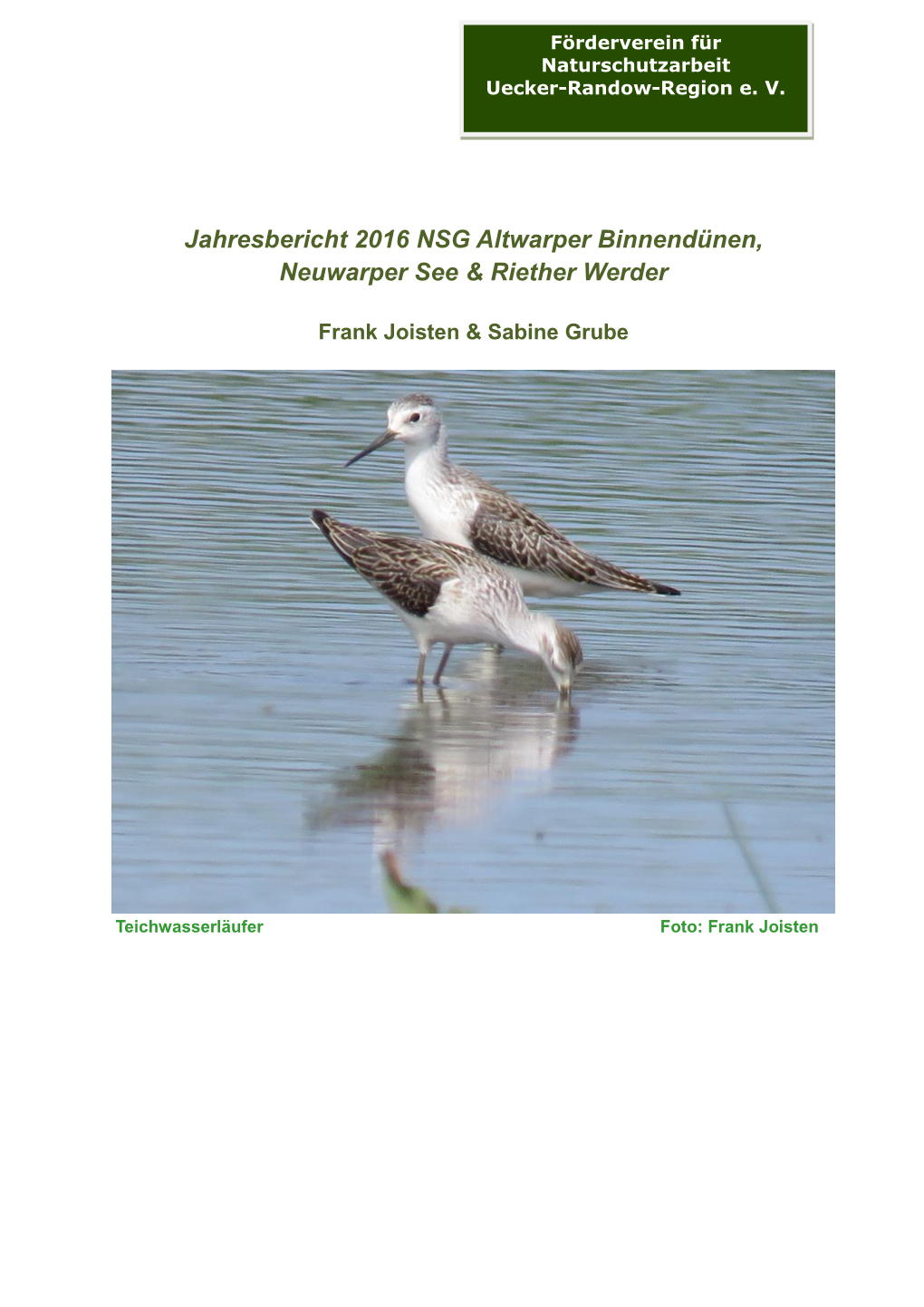 Jahresbericht 2016 NSG Altwarper Binnendünen, Neuwarper See & Riether Werder