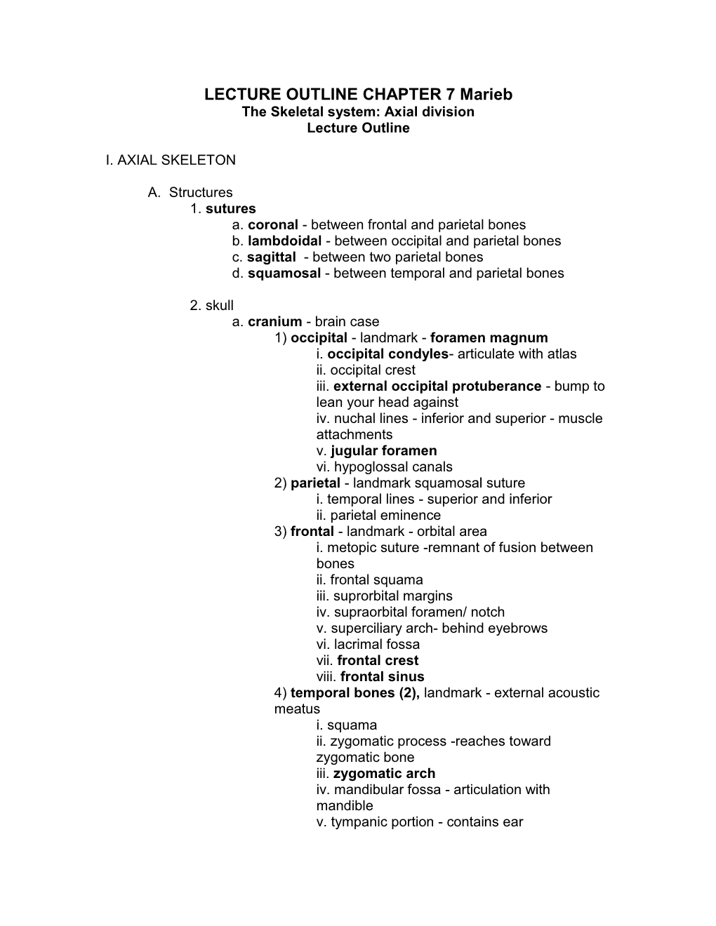 Chapter 7 Axial Skeleton