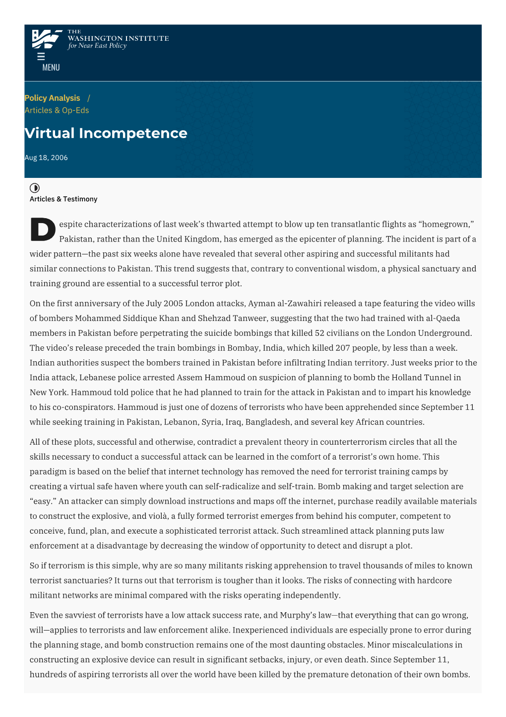 Virtual Incompetence | the Washington Institute