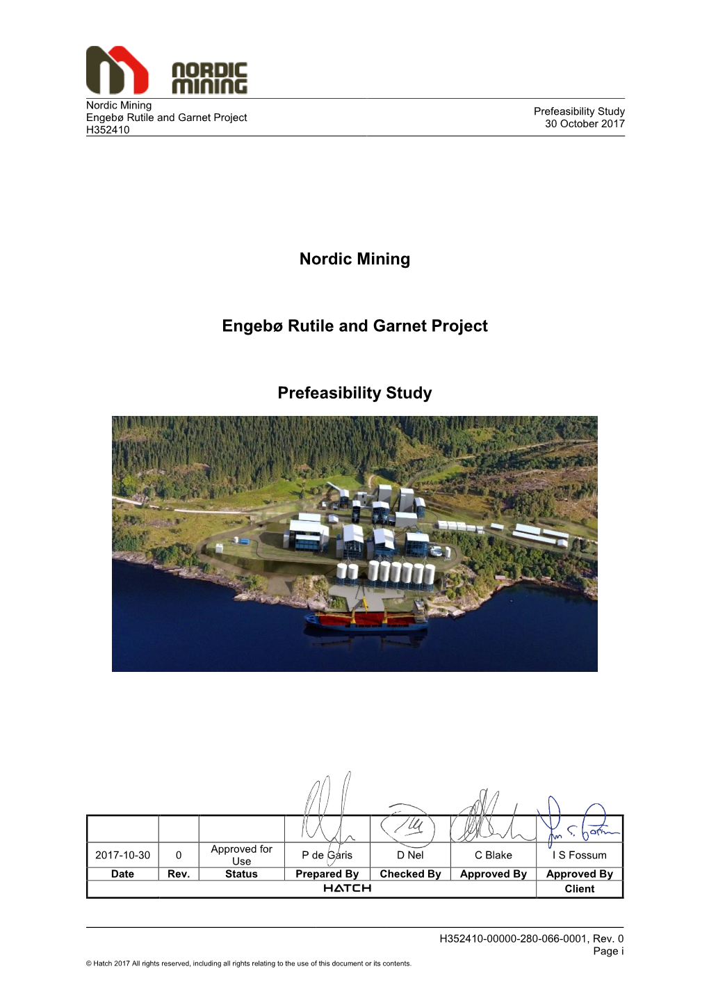 Nordic Mining Engebø Rutile and Garnet Project Prefeasibility Study