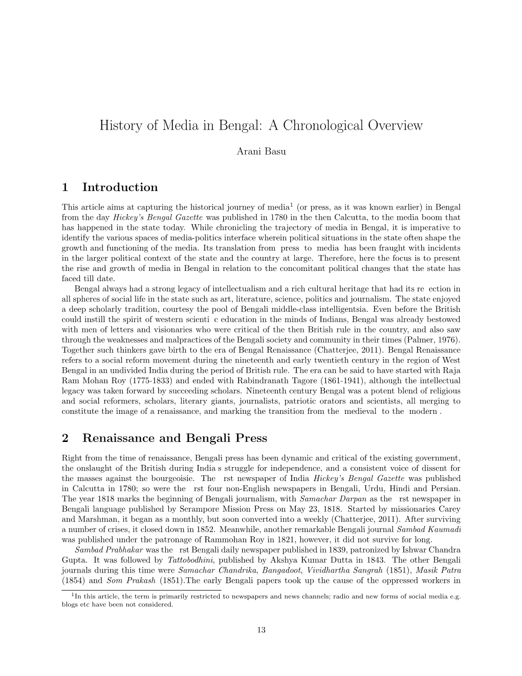 History of Media in Bengal: a Chronological Overview