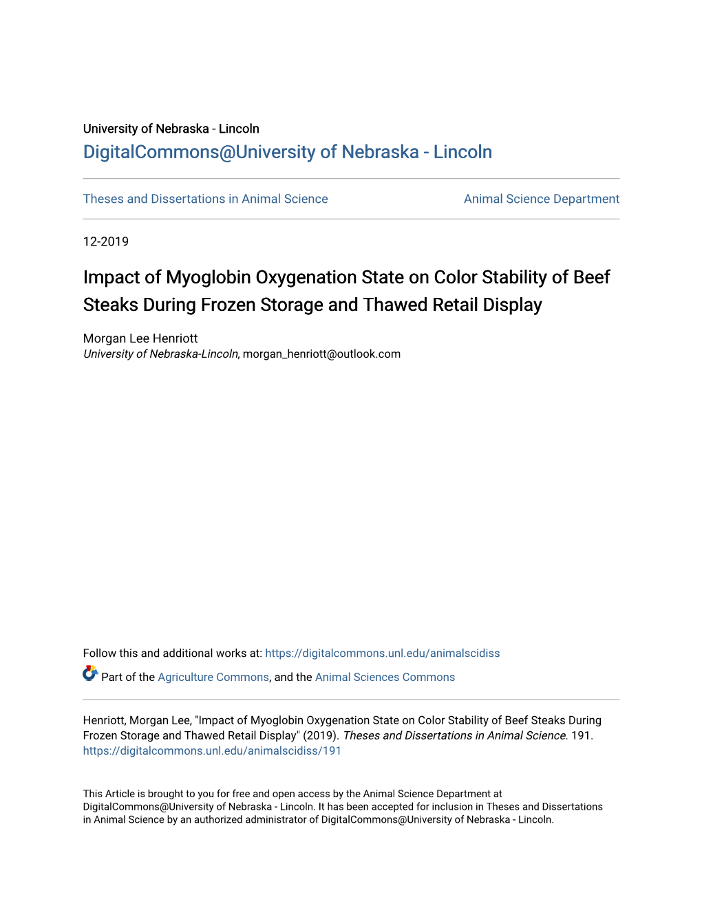 Impact of Myoglobin Oxygenation State on Color Stability of Beef Steaks During Frozen Storage and Thawed Retail Display