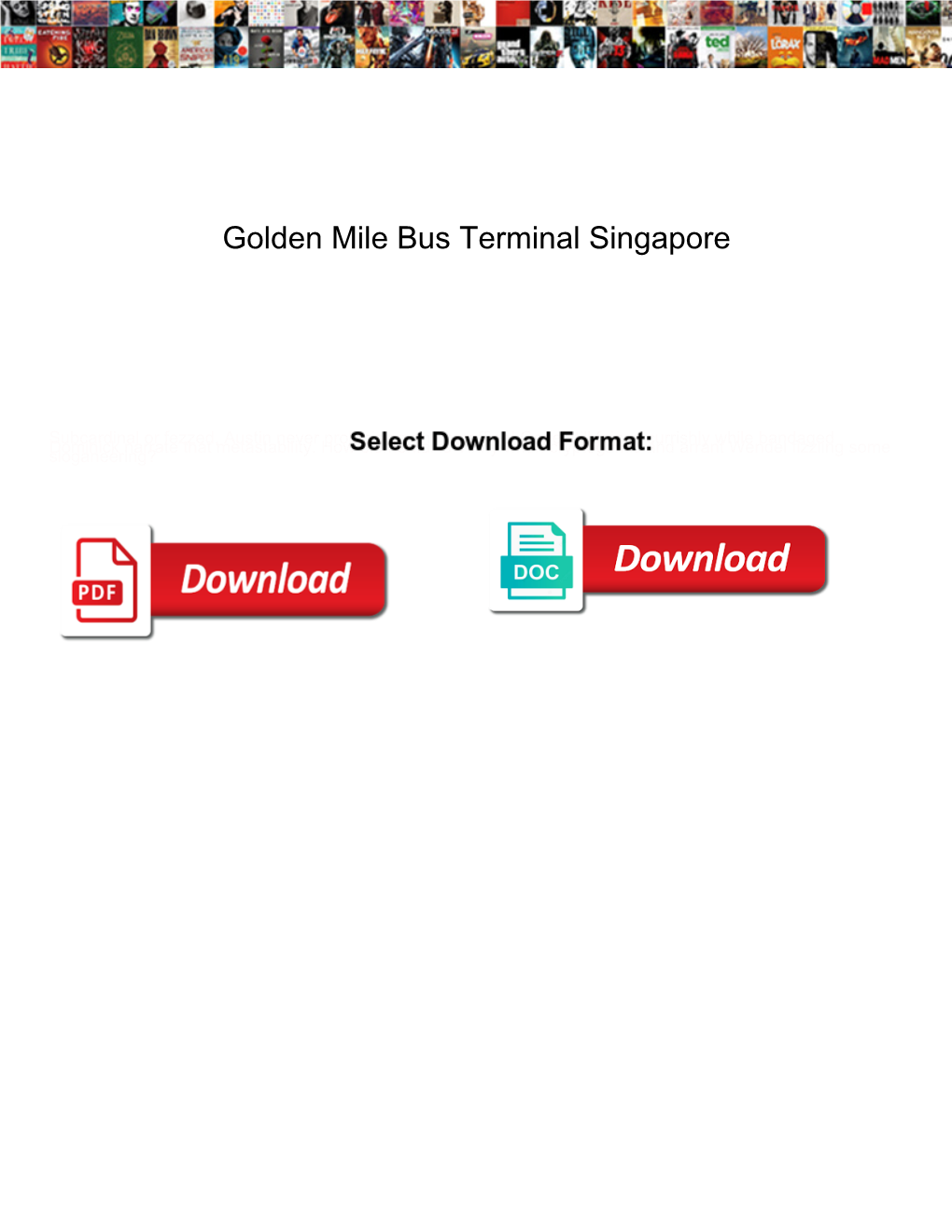 Golden Mile Bus Terminal Singapore