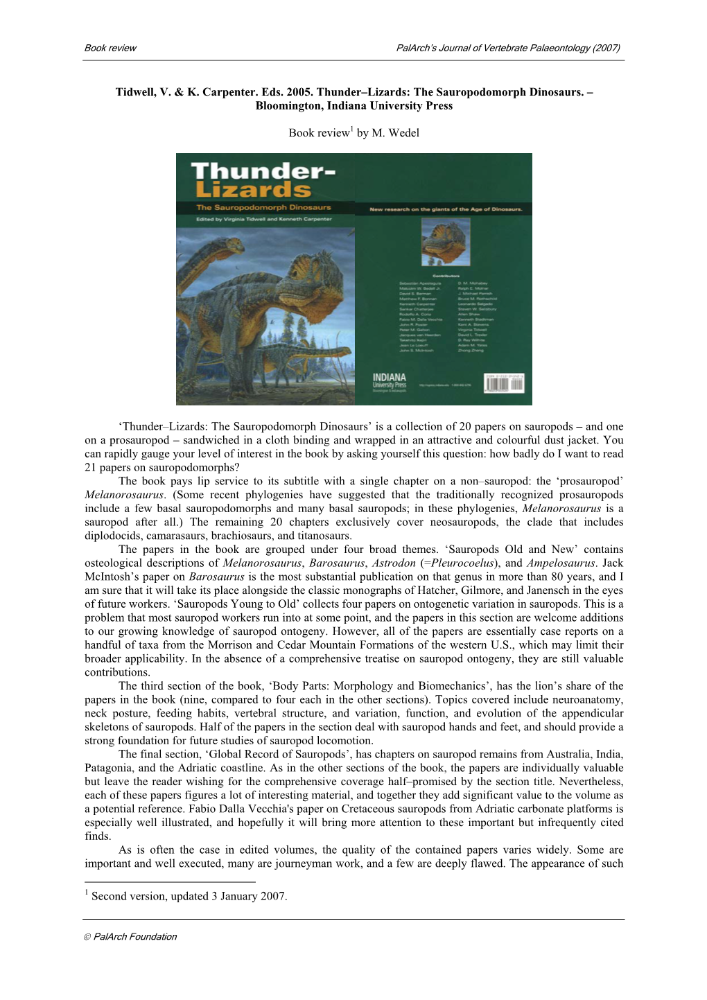 Wedel 2007 Thunder-Lizards Review