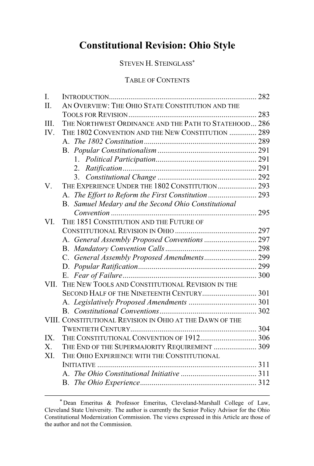 Constitutional Revision: Ohio Style