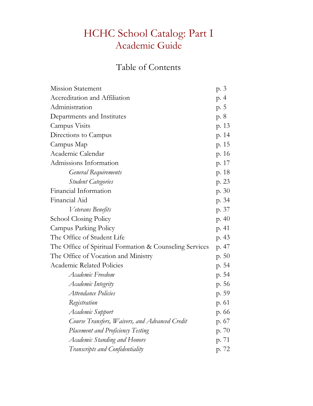 Academic Guide and Catalog