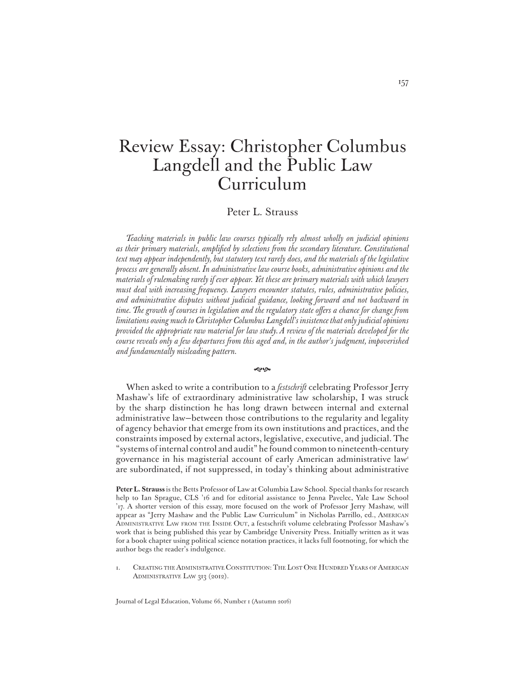 Christopher Columbus Langdell and the Public Law Curriculum