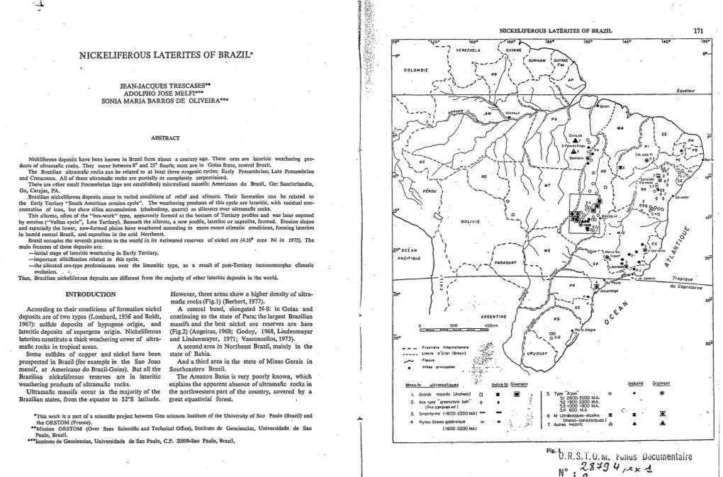 Nickeliferous Laterites of Brazil"