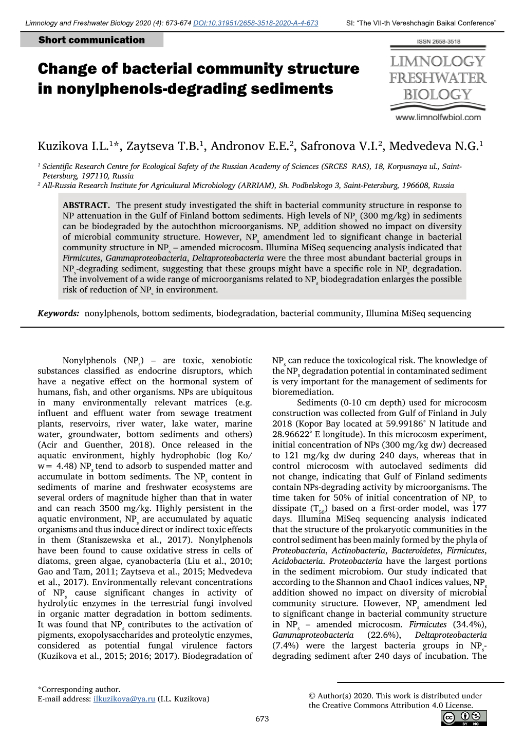 Change of Bacterial Community Structure in Nonylphenols-Degrading Sediments