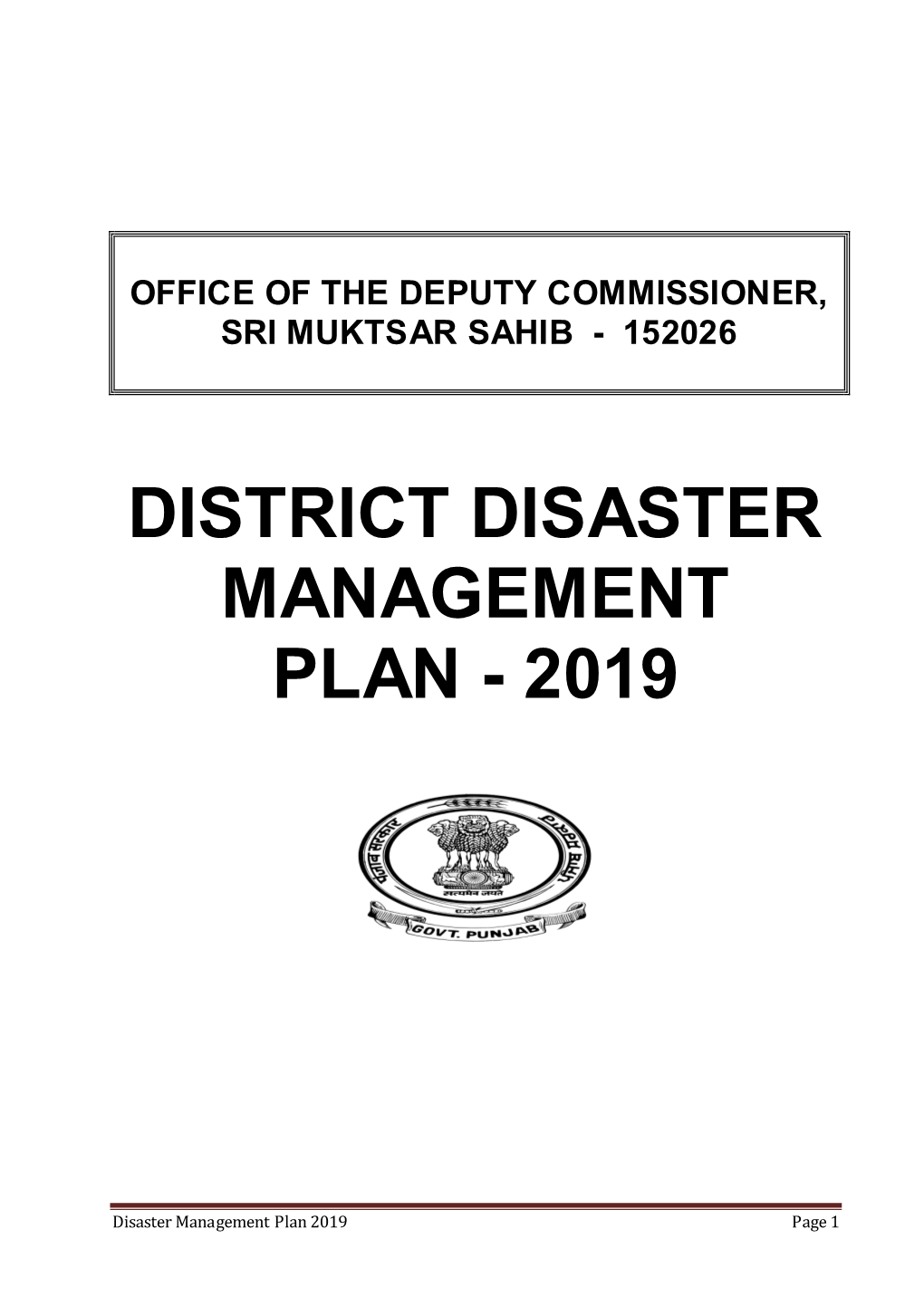 District Disaster Management Plan - 2019