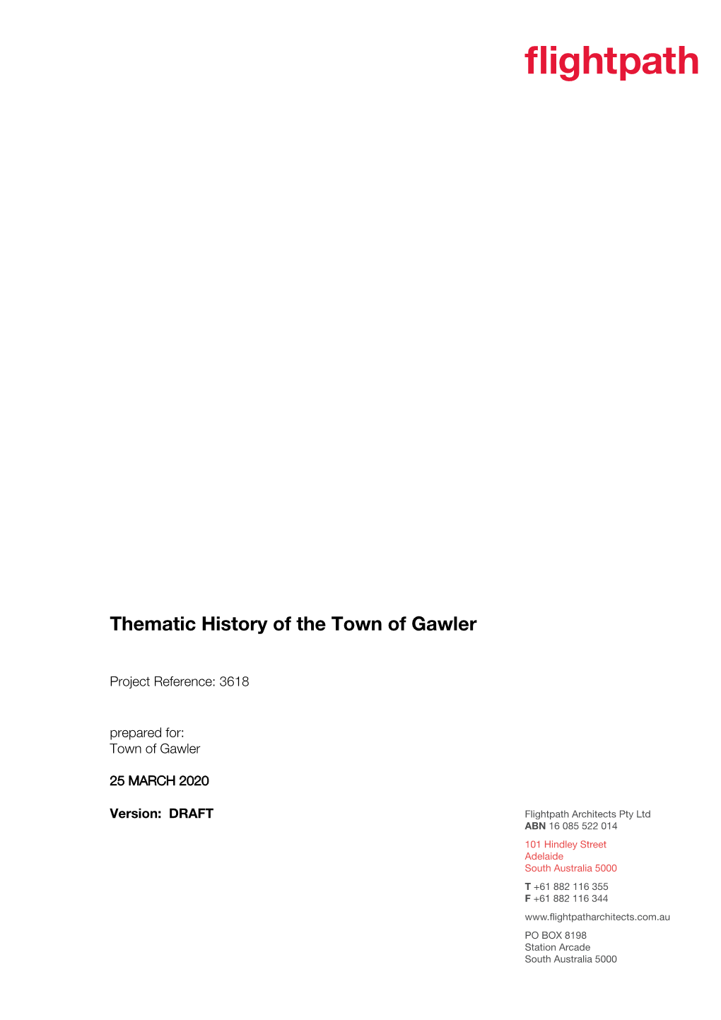 Thematic History of the Town of Gawler
