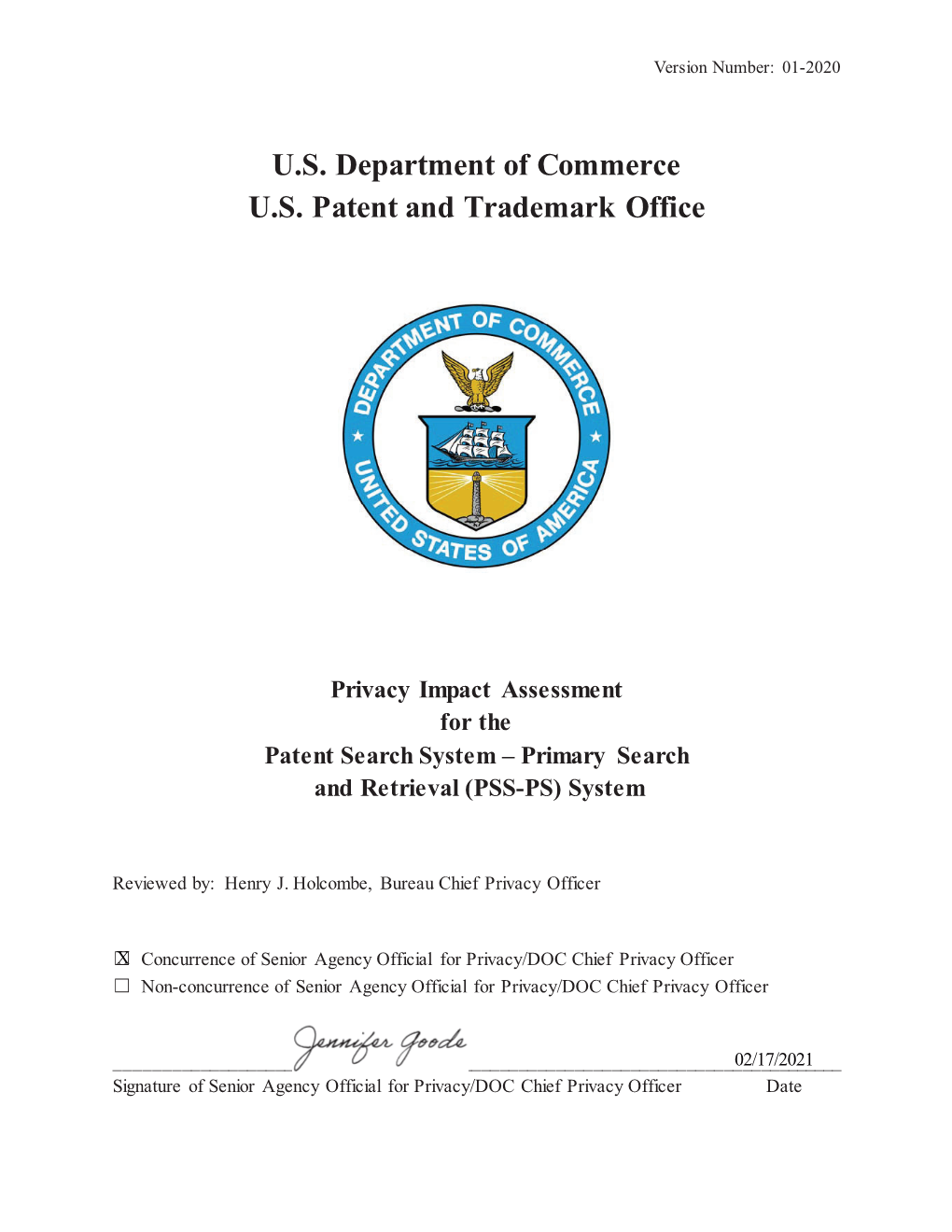 U.S. Department of Commerce U.S. Patent and Trademark Office