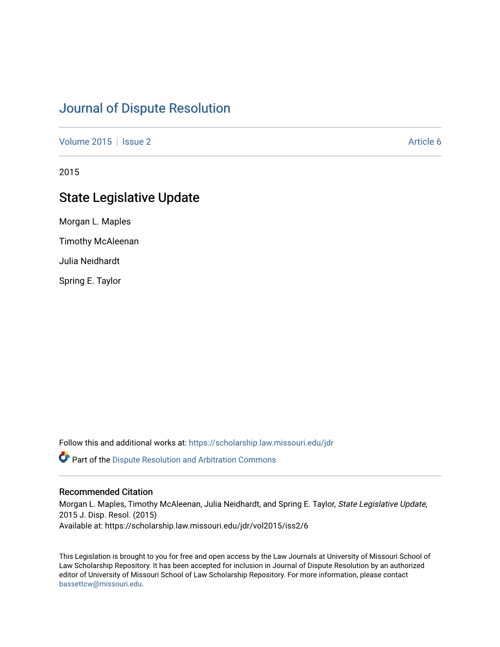 State Legislative Update