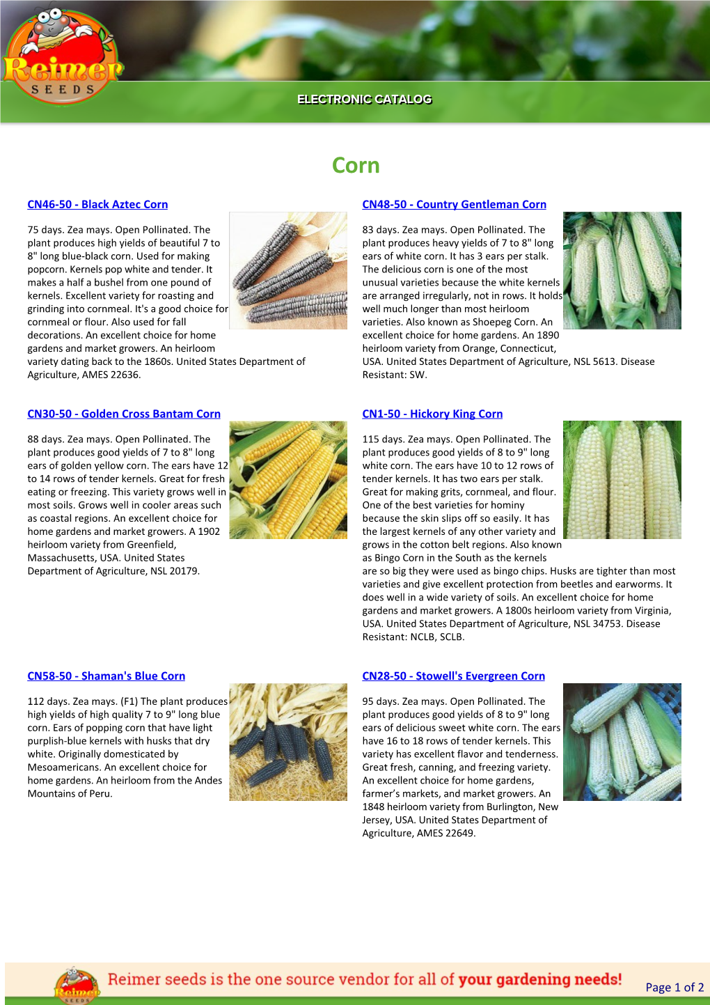 Reimer Seeds Catalog