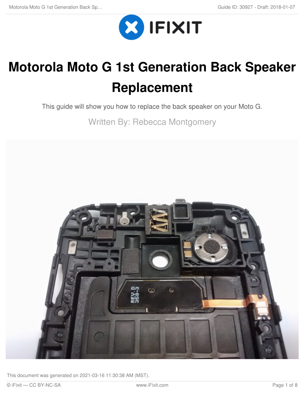 Motorola Moto G 1St Generation Back Speaker Replacement