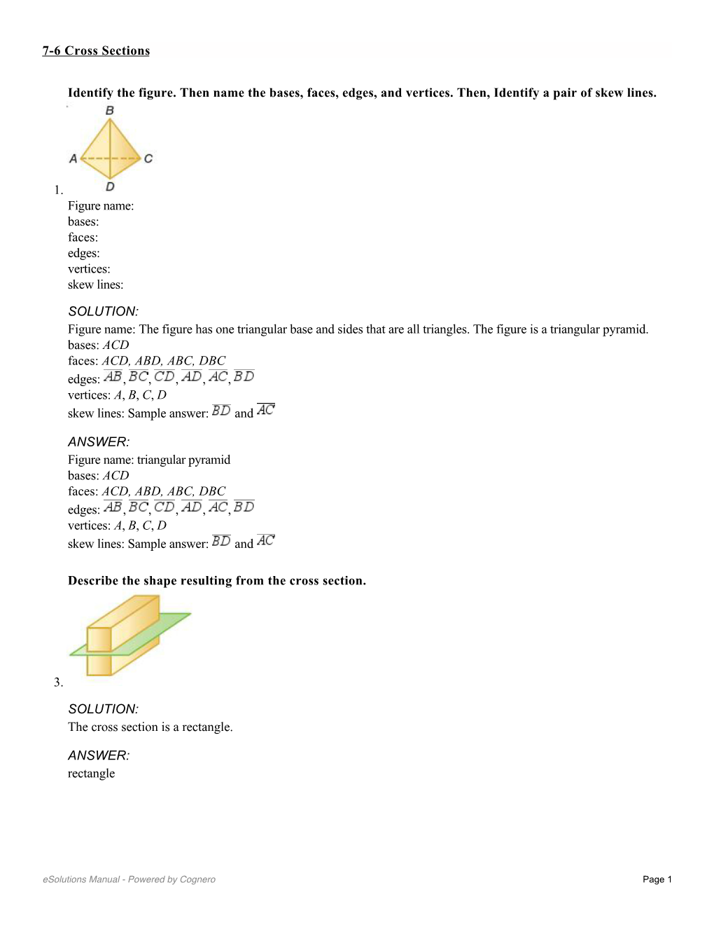 Identify the Figure. Then Name the Bases, Faces, Edges, and Vertices