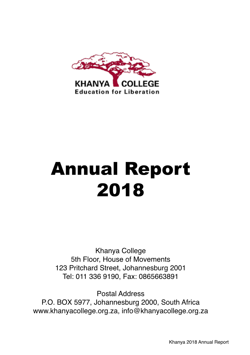 2018 Annual Report Contents