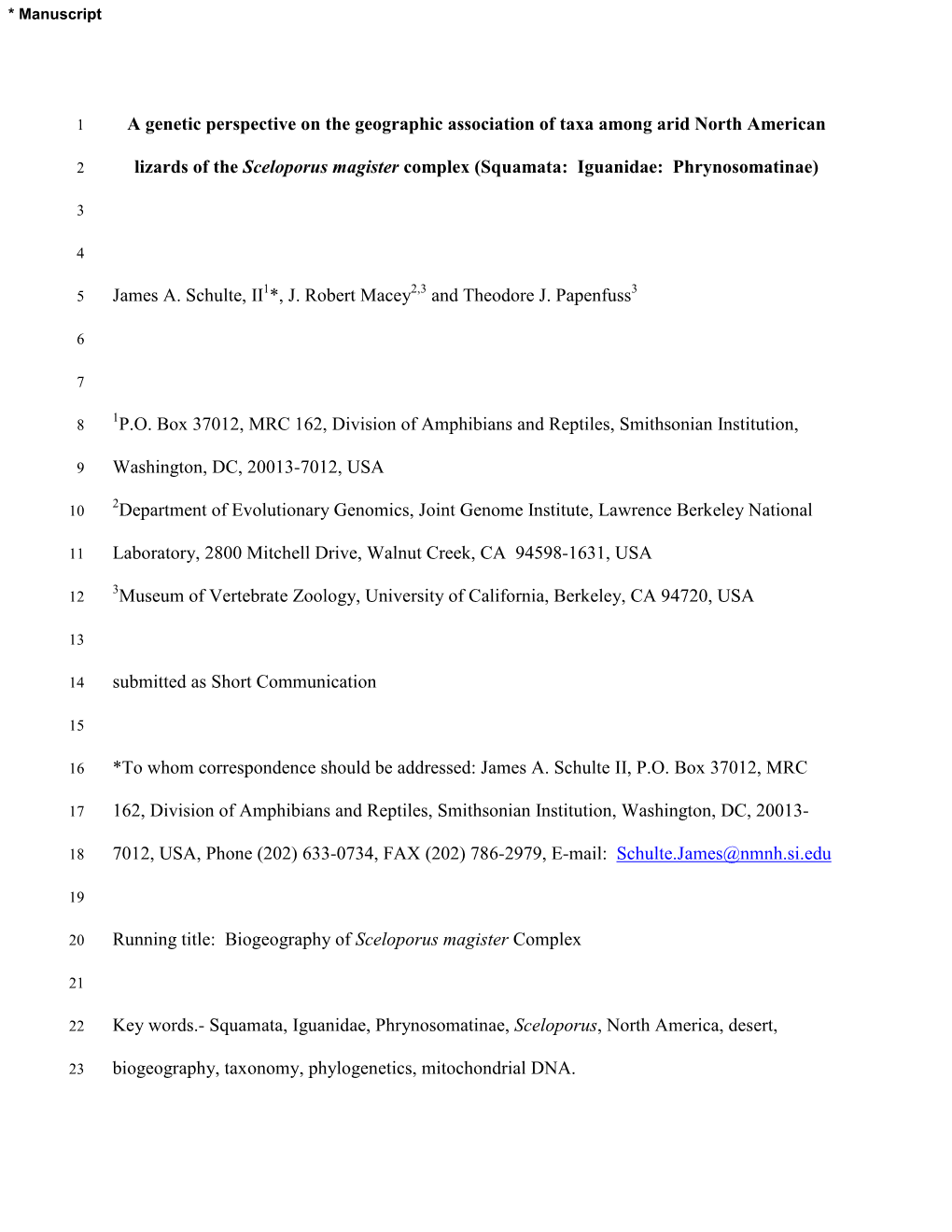 A Genetic Perspective on the Geographic Association of Taxa Among Arid North American