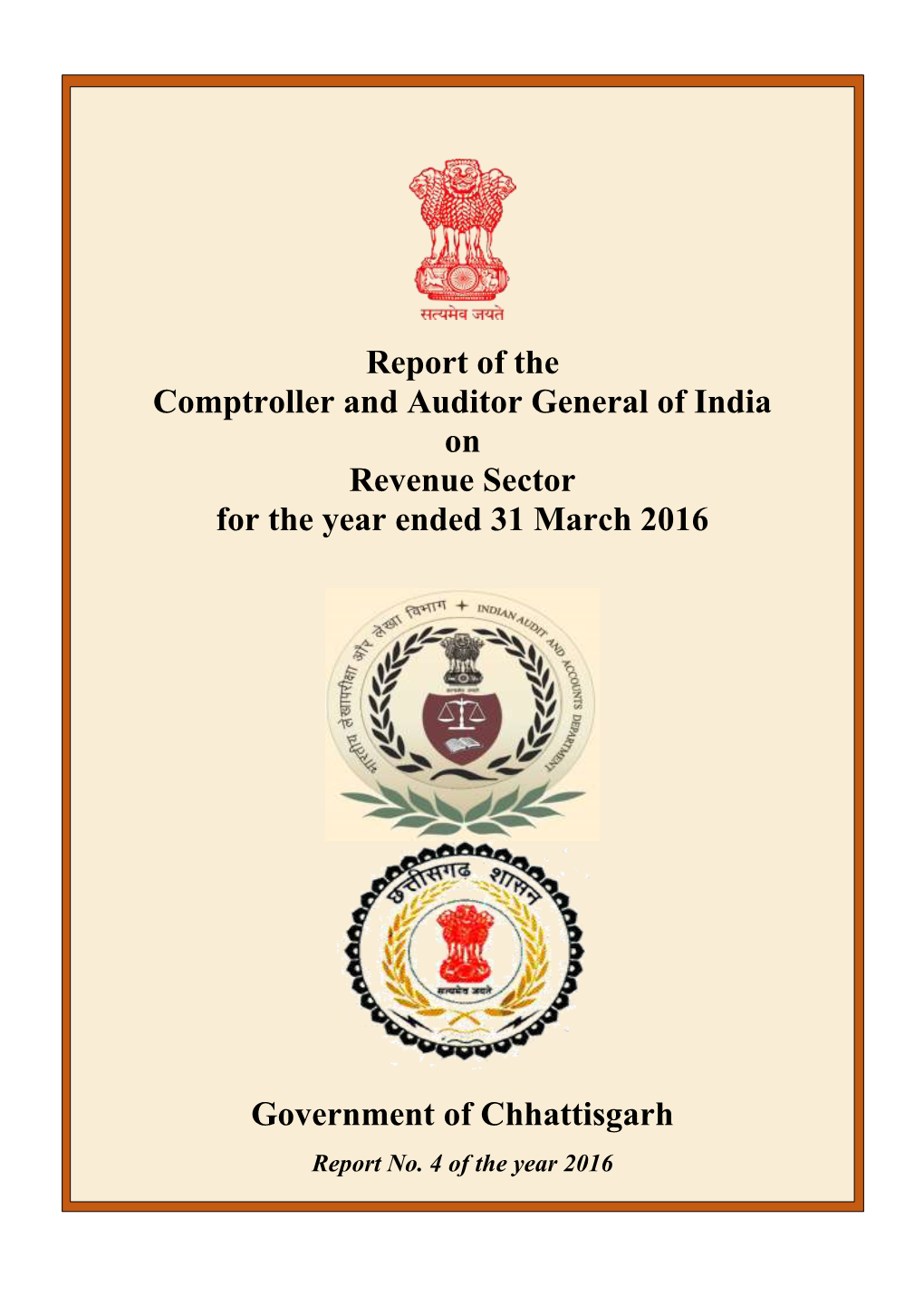 Report of the Comptroller and Auditor General of India on Revenue Sector for the Year Ended 31 March 2016