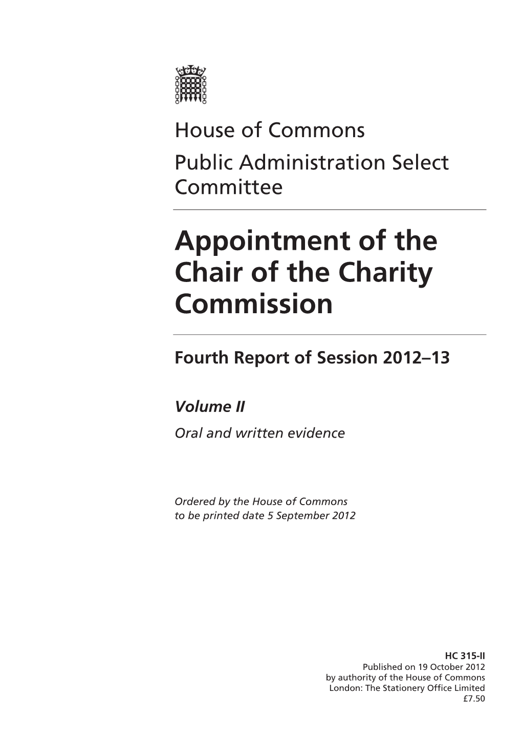 Appointment of the Chair of the Charity Commission