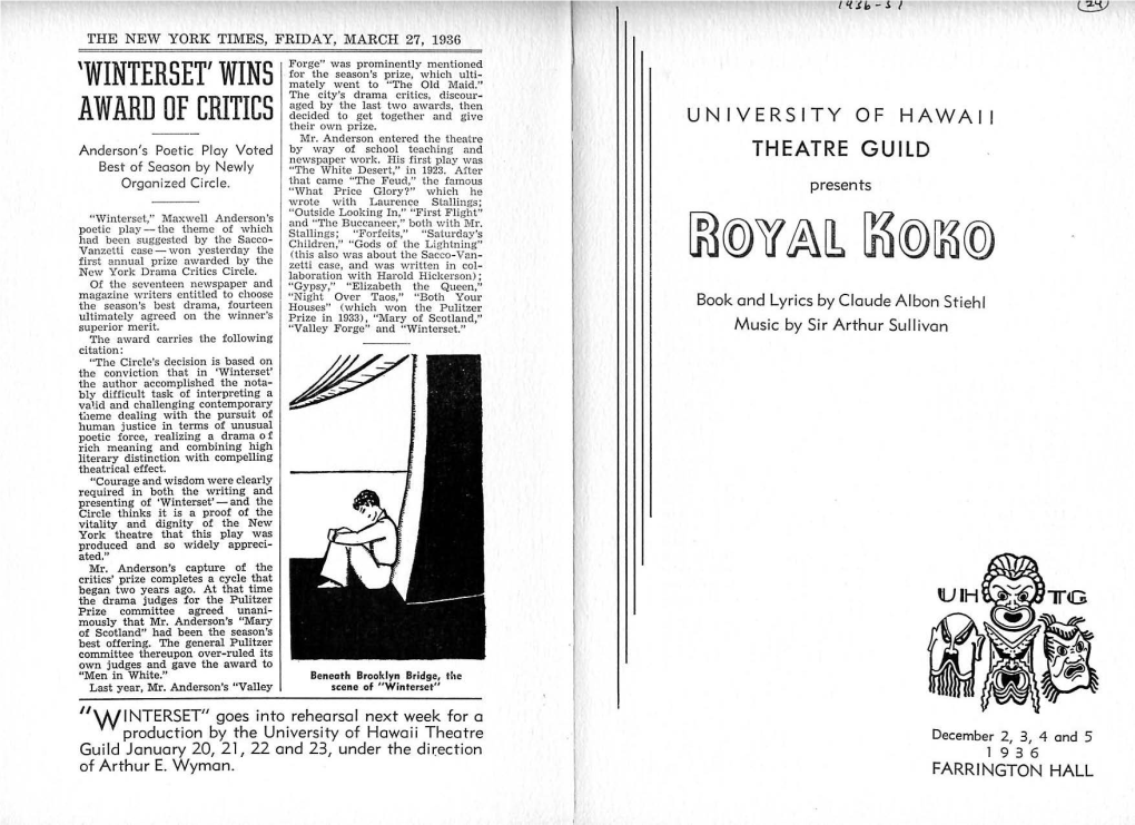 THEATRE Guild Best of Season by N13wl Y "The White Desert," in 1923