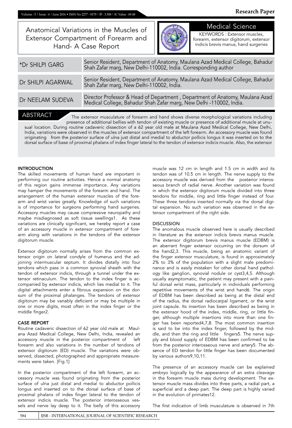 Medical Science Anatomical Variations In