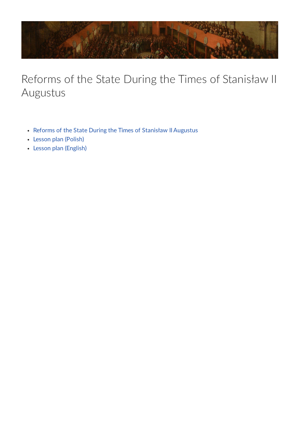 Reforms of the State During the Times of Stanisław II Augustus