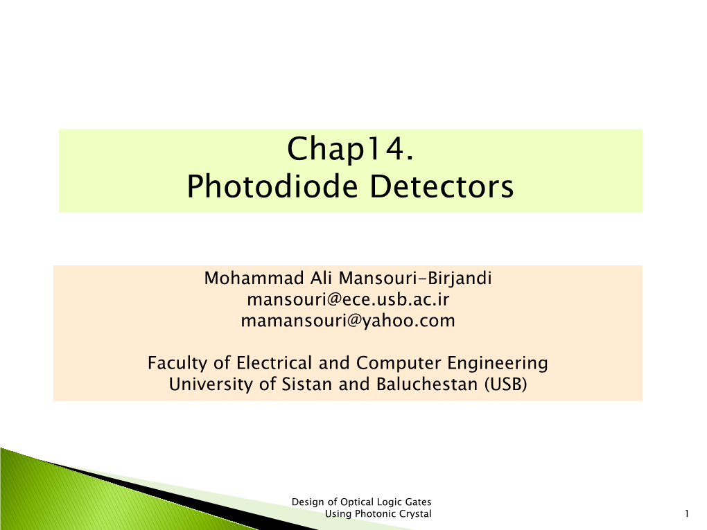 Chap14. Photodiode Detectors