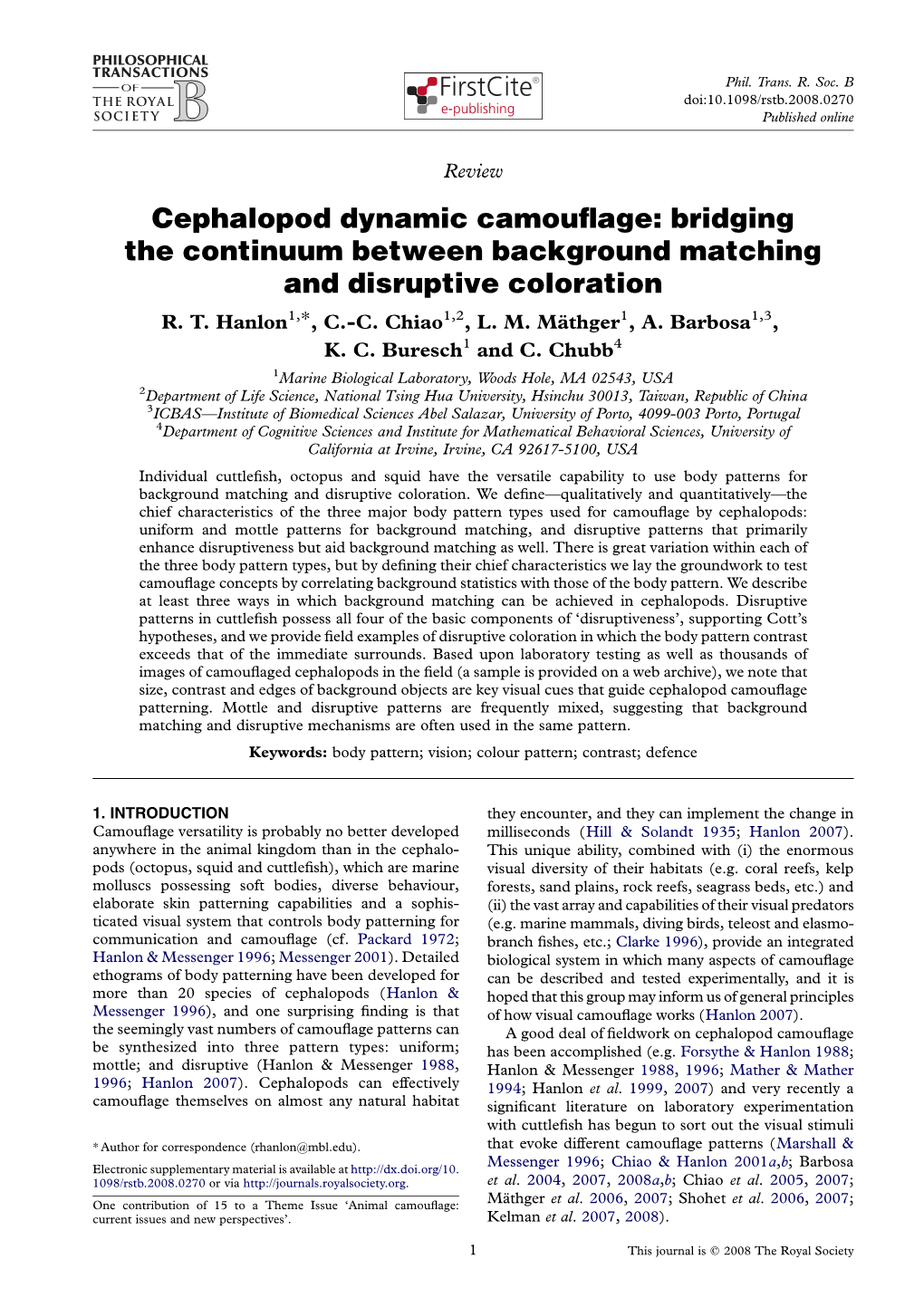 Cephalopod Dynamic Camouflage: Bridging the Continuum Between