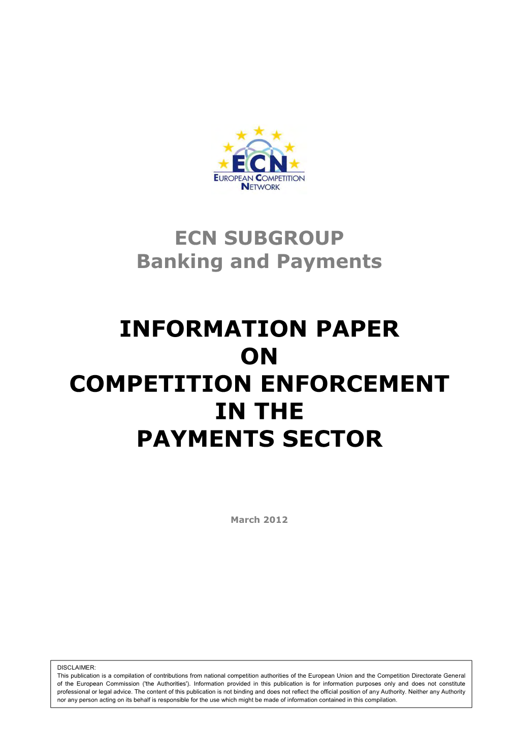 Information Paper on Competition Enforcement in the Payments Sector