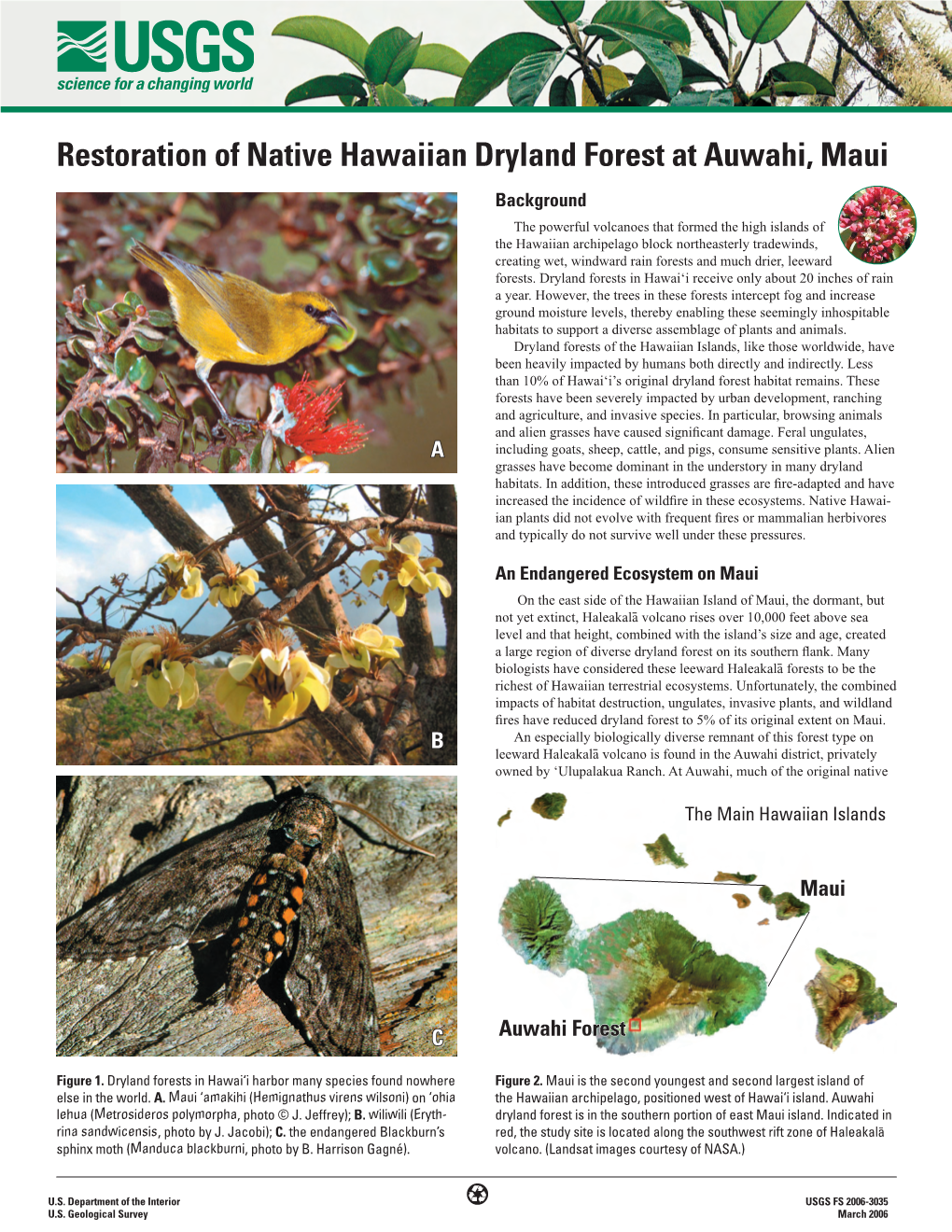 Restoration of Native Hawaiian Dryland Forest at Auwahi, Maui