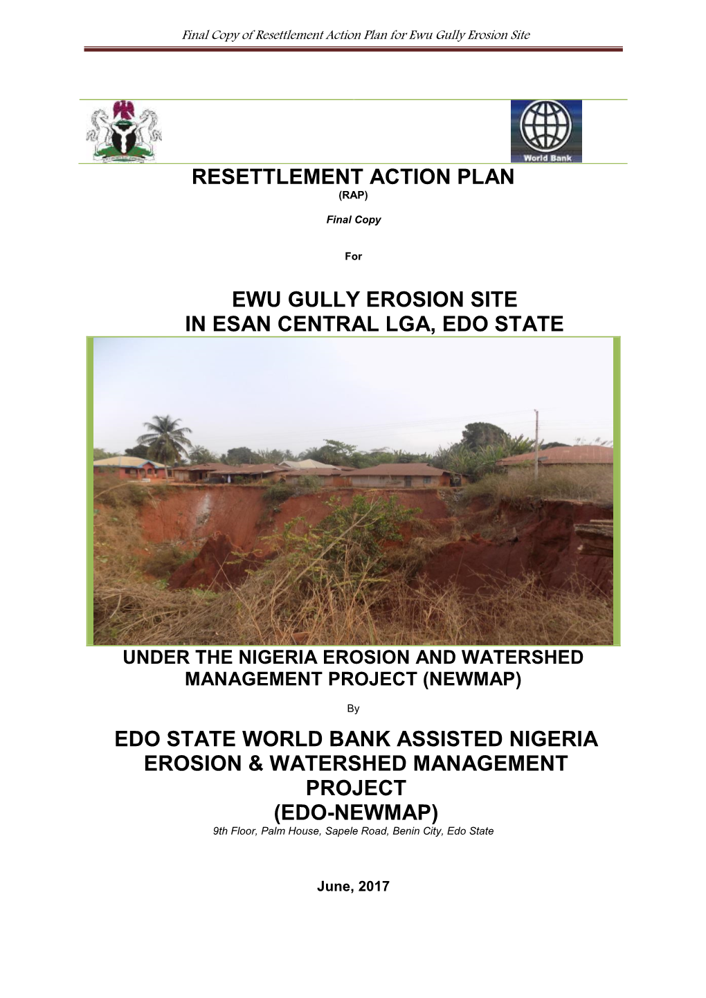 (RAP) for EWU Gully Erosion Site in Esan Central LGA, Edo State