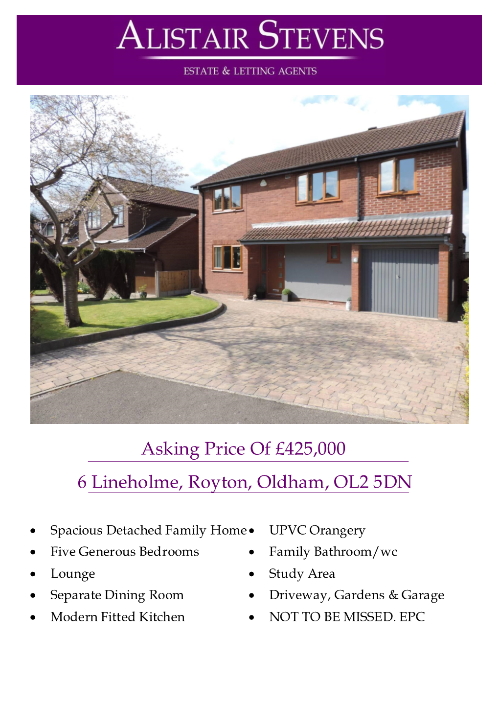 Asking Price of £425,000 6 Lineholme, Royton, Oldham, OL2