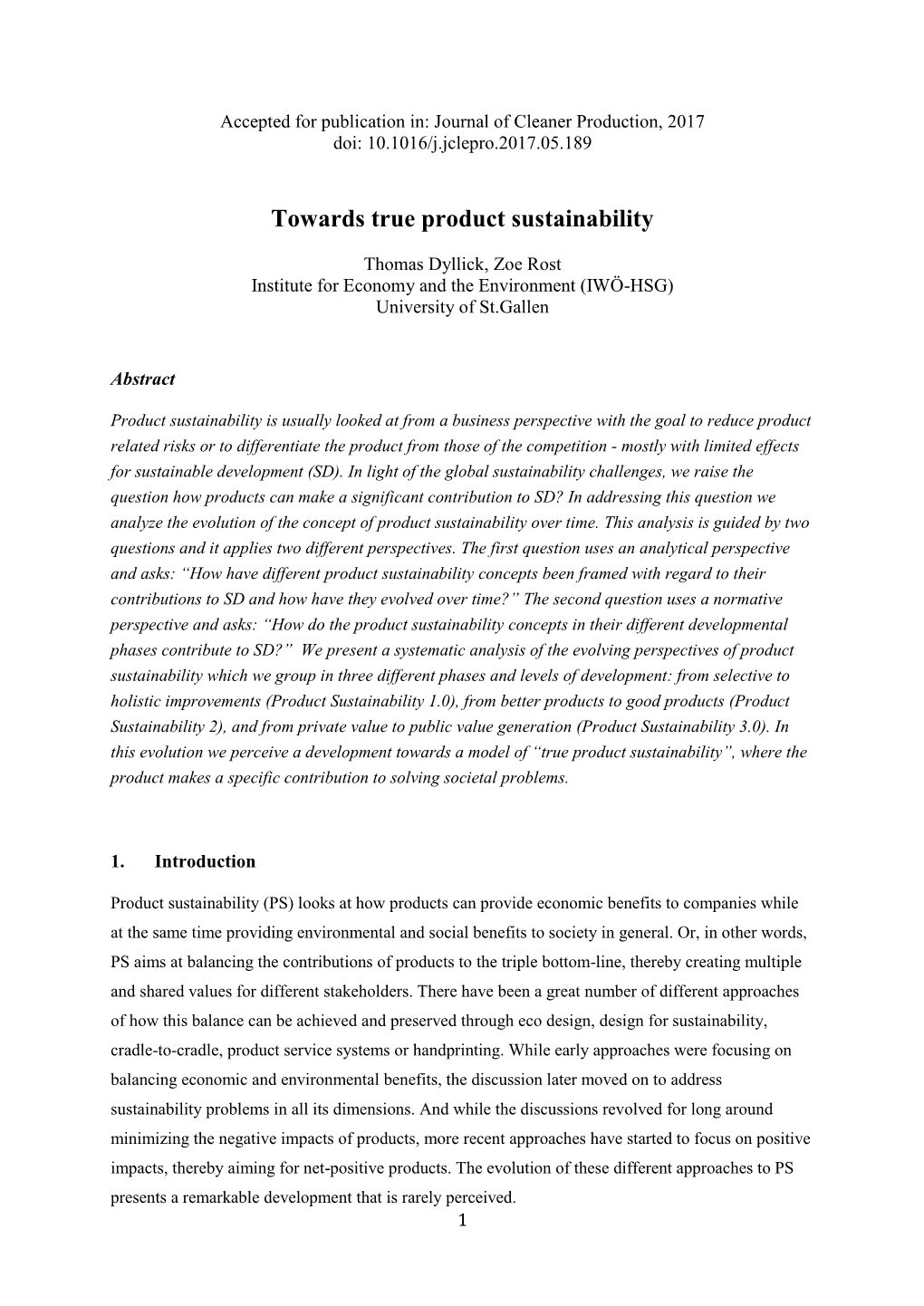 Towards True Product Sustainability