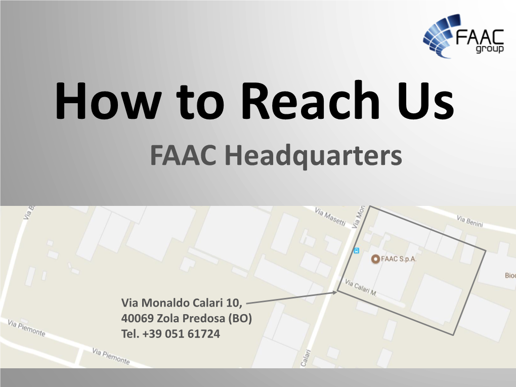 How to Reach Us FAAC Headquarters