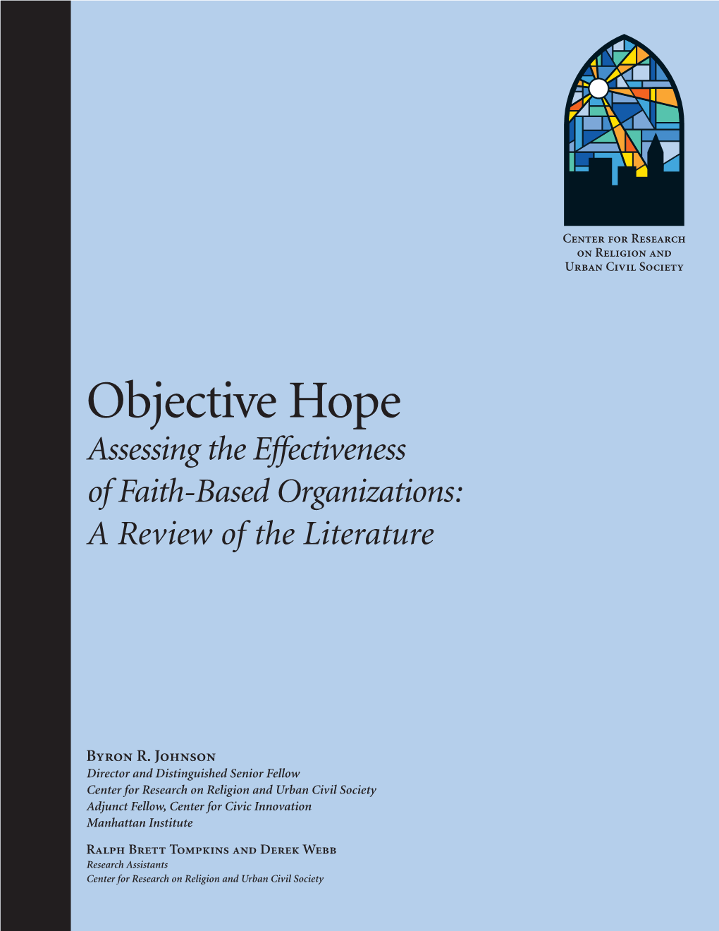 Objective Hope Assessing the Effectiveness of Faith-Based Organizations: a Review of the Literature