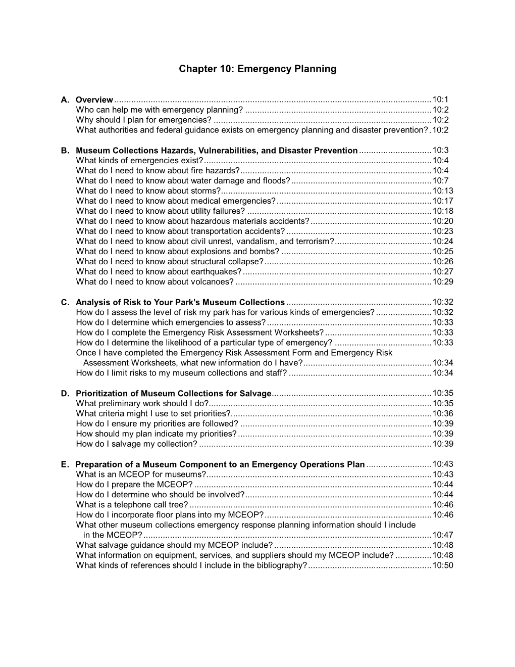 Chapter 10: Emergency Planning