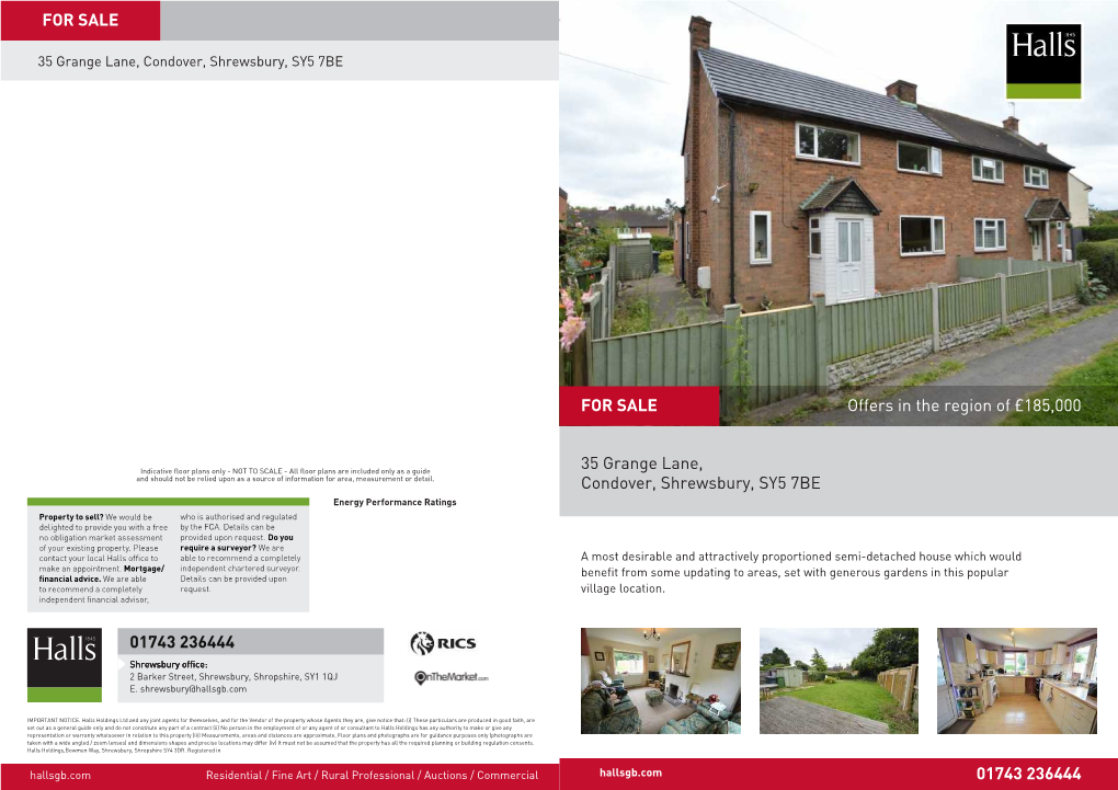 Offers in the Region of £185,000 35 Grange Lane, Condover
