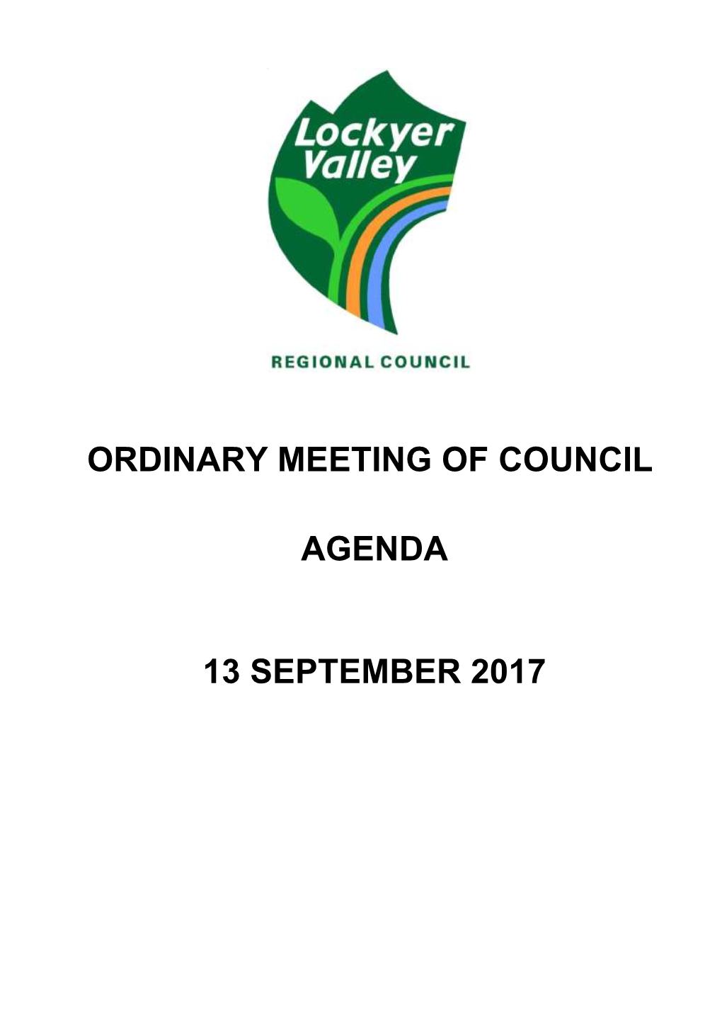 Ordinary Meeting of Council Agenda 13 September 2017