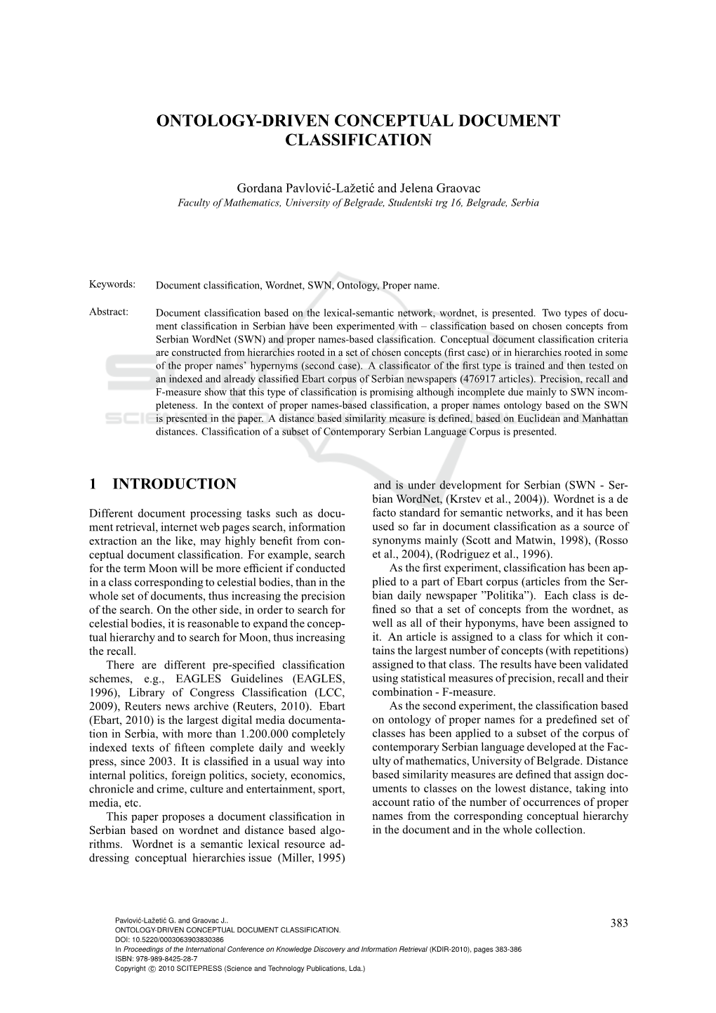 Ontology-Driven Conceptual Document Classification