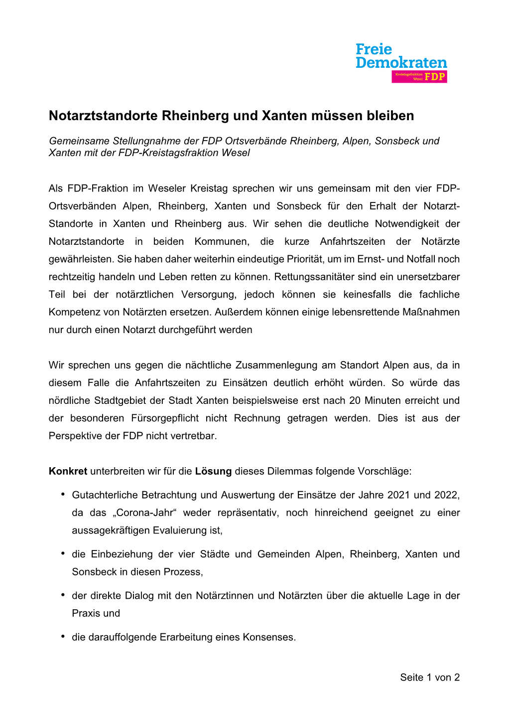 Notarztstandorte Rheinberg Und Xanten Müssen Bleiben