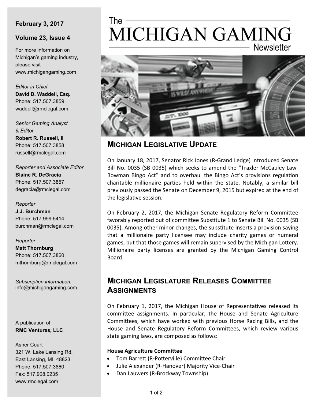 Michigan Legislative Update Michigan Legislature